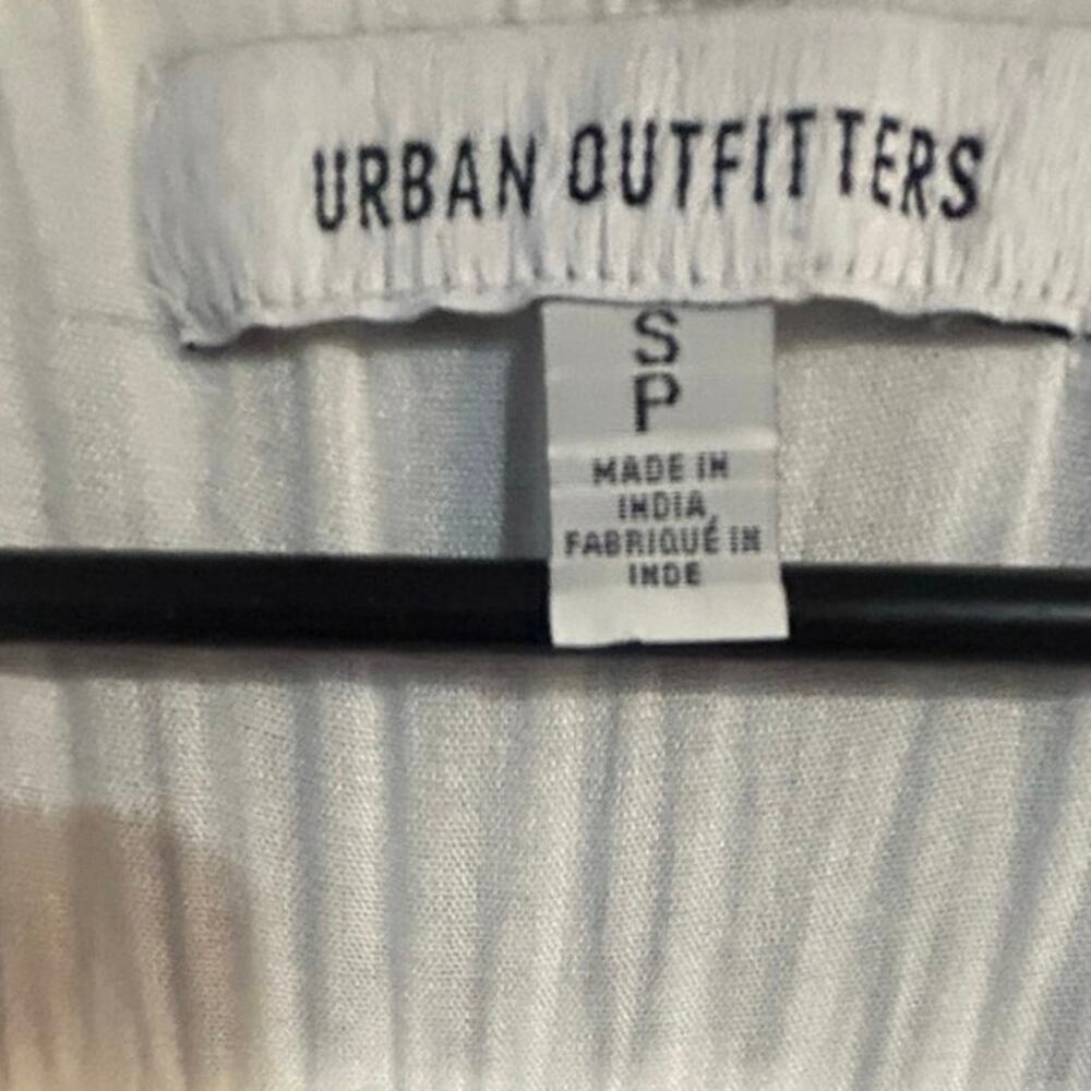Urban Outfitters White Blue Embroidered BohoMidi Dress Square Neck Puff Sleeve S - Picture 8 of 8